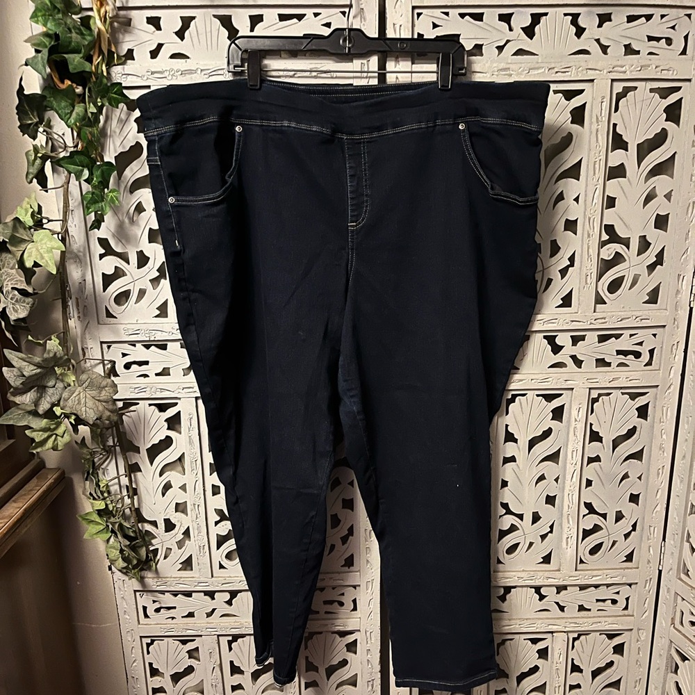 TERRA & SKY TOTALLY COMFY COTTON INDIGO BLUE STRETCHY PLUS JEANS